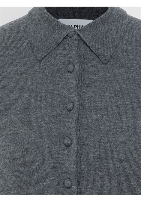 Long Sleeve Polo in Extrafine Geelong Wool with Covered Buttons - Alpha Studio ALPHA STUDIO |  | AD-41522005